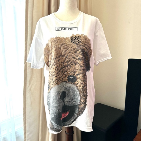 Domrebel Bear Graphic Print Shirt with Swarovski Crystals - Picture 2 of 12